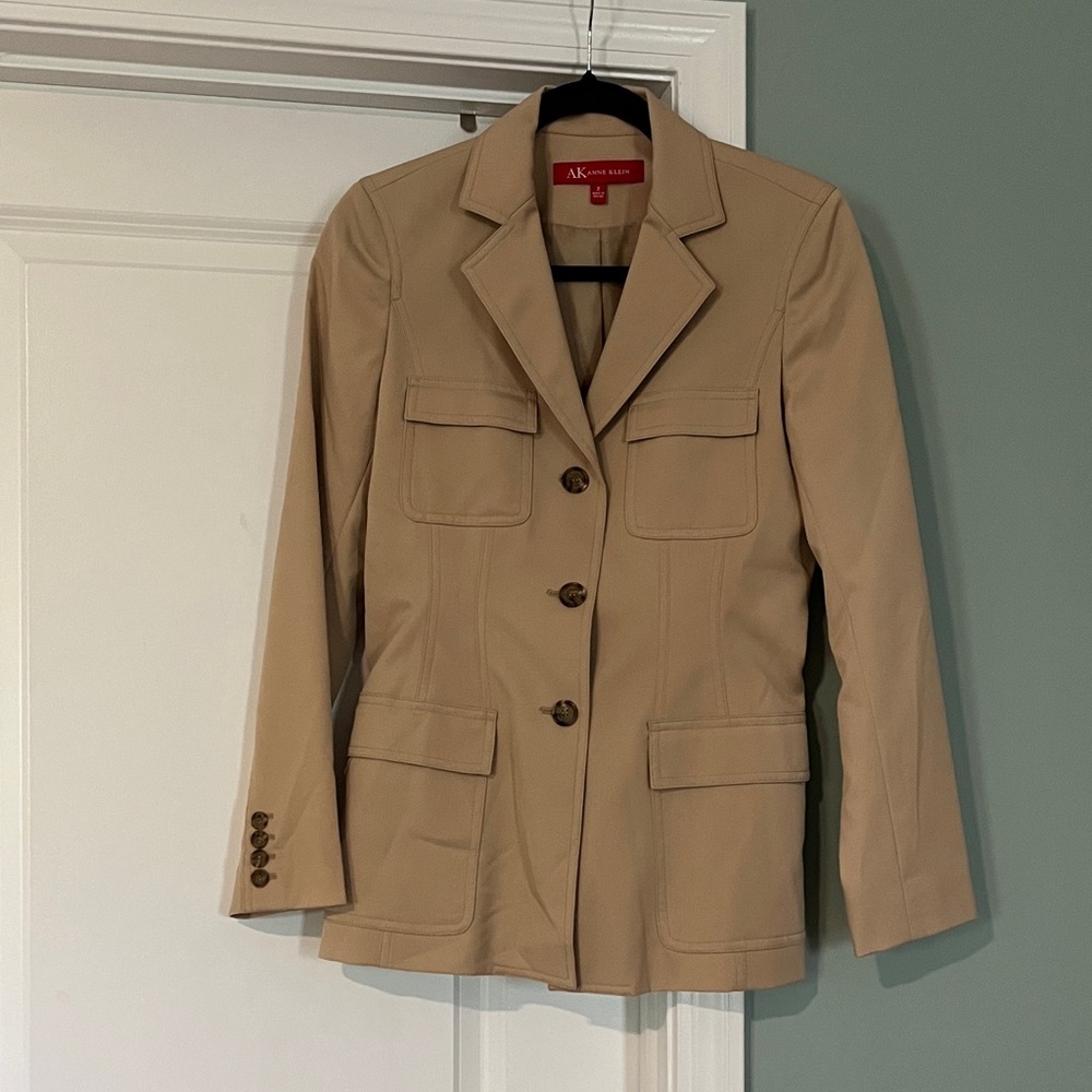 Anne Klein Tan Four-Pocket Blazer Jacket